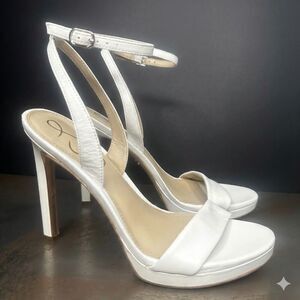 Sam Edelman Heeled Sandal 9 Ankle Strap Platform Dressy Wedding Chic Cream Jade